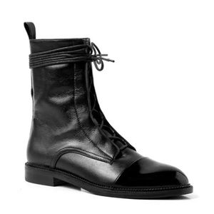 JUST IN! Milano Black Leather Lace Up Brogue Boots